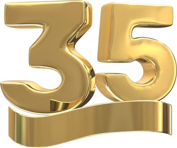 Number 35 3d gold